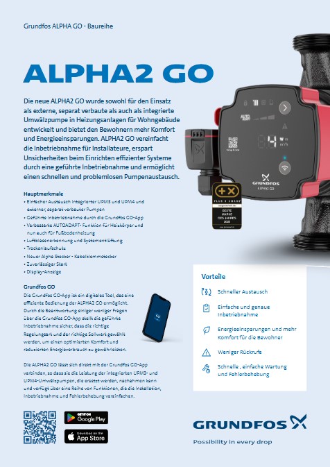 Prospekt Grundfos Alpha2 GO Heizungspumpen Prospekt Grundfos Alpha2 GO Heizungspumpen