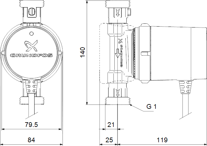 Grundfos Comfort 15-14 BXU PM DACH 99831285 mit 1,6m Kabel Zirkulationspumpe, Pumpen, Trinkwasser, Installation