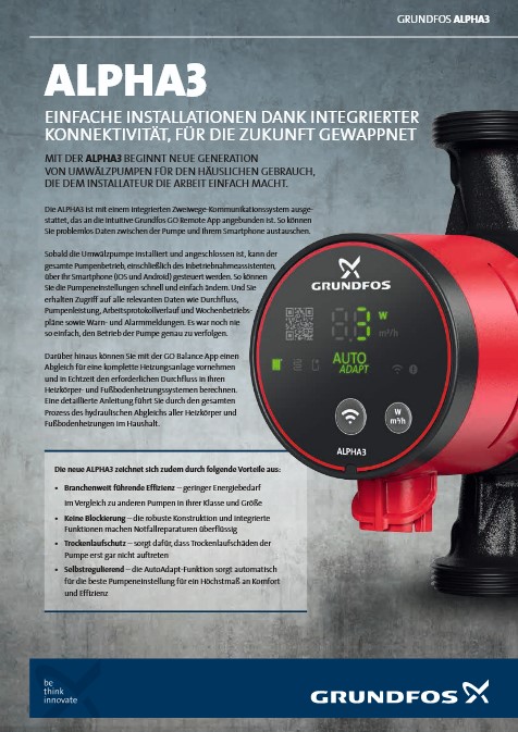Prospekt Grundfos Alpha 3 Heizungspumpen Prospekt Grundfos Alpha 3 Heizungspumpen